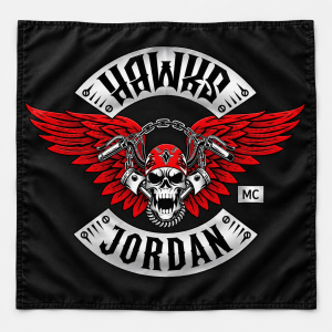 Black bandana with the full chapter patch across it.