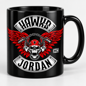 Black mug with the chapter patch.